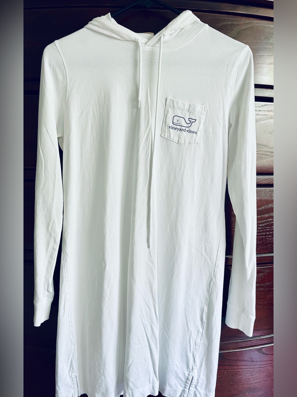 Vineyard Vines White Long-Sleeve Hooded cover-up dress